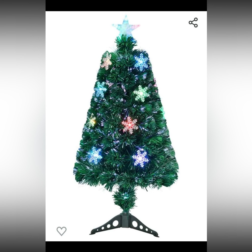 New 3 ft Fiber Optic Pre Lit Christmas Tree